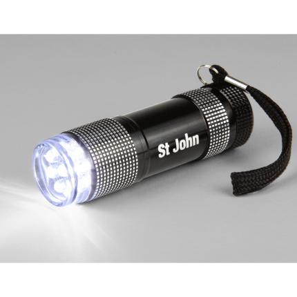 Torch LED black metal St John Ambulance SA